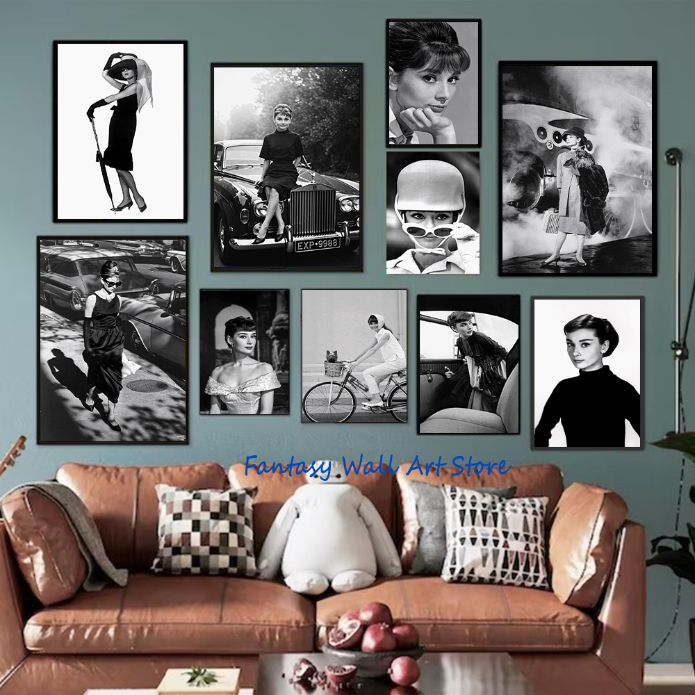 Luxury Lifestyle Pictures - Fotografia Audrey Hepburn Retro Plakat Czarno-Biały
