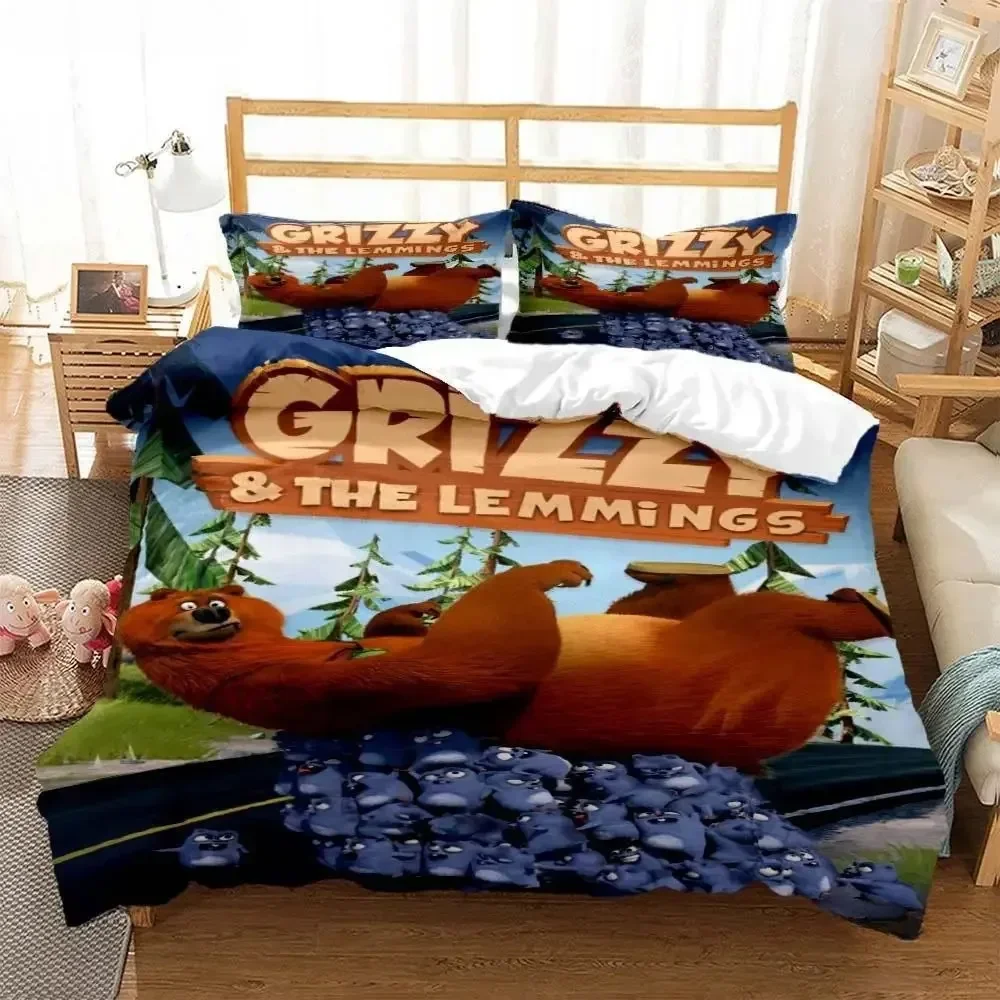 Linen Duvet Cover - Komplet pościeli z nadrukiem anime Grizzly