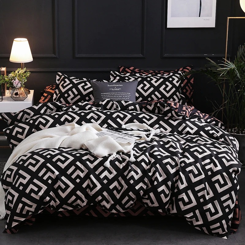 Linen Duvet Cover - Luksusowy czarny zestaw pościeli z poszewką