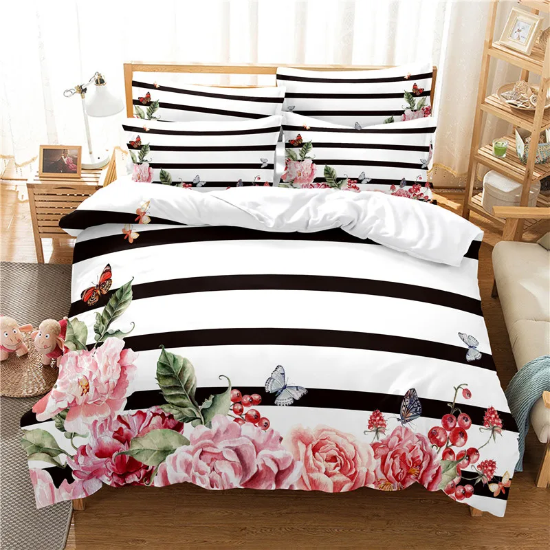 Kwiaty Zestaw pościeli Zestaw  – Linen Duvet Cover recenzja i cena