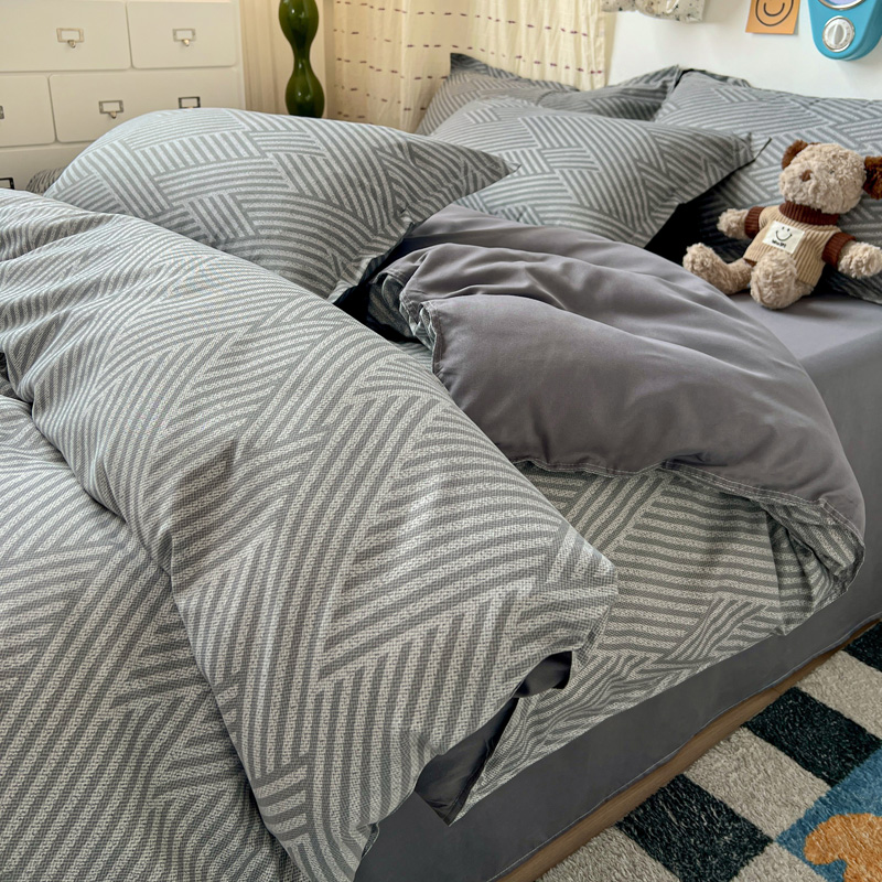 4-częściowy szary geometryczny – Linen Duvet Cover recenzja i cena