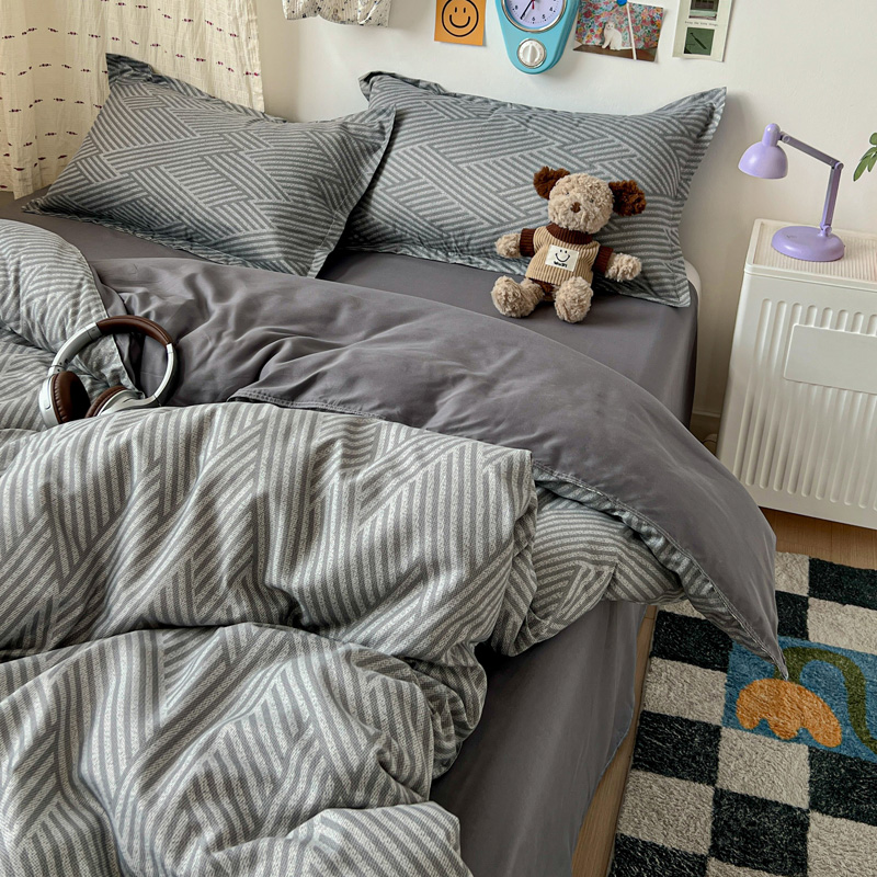 4-częściowy szary geometryczny – Linen Duvet Cover recenzja i cena
